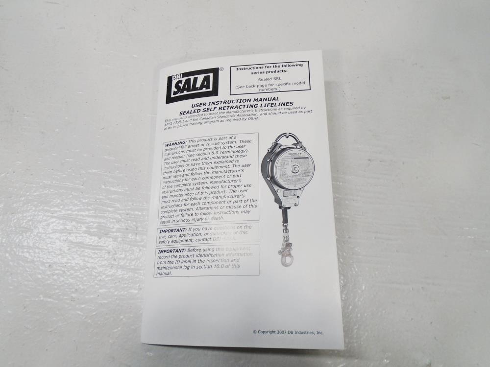 DBI SALA Sealed Self Retracting 130 Ft. Lifeline, Model 3403600